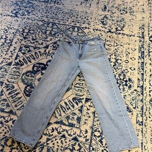&Denim Straight Leg Distressed Jean